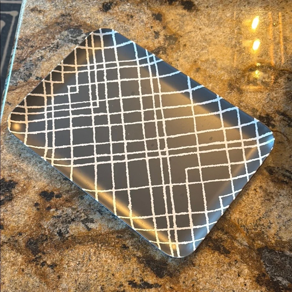 Crate & Barrel Geometric Gray and White Tray